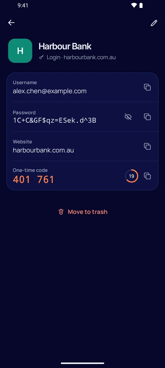 A login in dark mode