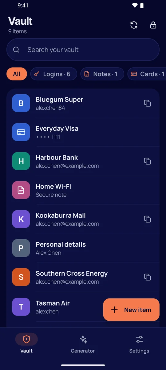 The vault in dark mode
